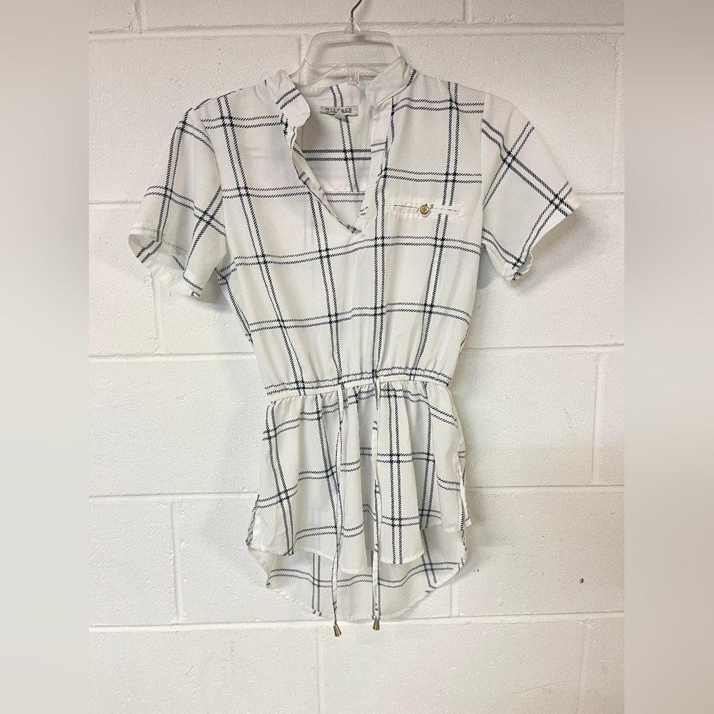 MILEAGE Black/White Short/Sleeve Tunic Top. Size S